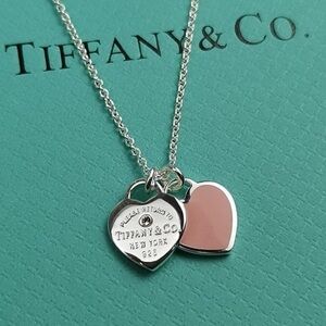 Tiffany & Co. Silver and Pink Heart Necklace